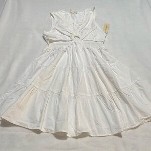 White Cut Out V neck summer dress